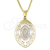 Oro Laminado Pendant Necklace, Gold Filled Style Guadalupe Design, Polished, Tricolor, 04.106.0045.20 (02 MM Thickness, 20 Inches Length)