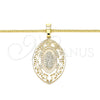 Oro Laminado Pendant Necklace, Gold Filled Style Guadalupe Design, Polished, Golden Finish, 04.106.0045.1.20 (02 MM Thickness, 20 Inches Length)