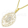 Oro Laminado Pendant Necklace, Gold Filled Style Guadalupe Design, Polished, Golden Finish, 04.106.0045.1.20 (02 MM Thickness, 20 Inches Length)