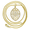 Oro Laminado Pendant Necklace, Gold Filled Style Guadalupe Design, Polished, Golden Finish, 04.106.0045.1.20 (02 MM Thickness, 20 Inches Length)
