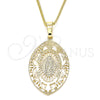 Oro Laminado Pendant Necklace, Gold Filled Style Guadalupe Design, Polished, Golden Finish, 04.106.0045.1.20 (02 MM Thickness, 20 Inches Length)