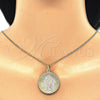 Oro Laminado Pendant Necklace, Gold Filled Style Guadalupe Design, Polished, Tricolor, 04.106.0062.20 (02 MM Thickness, 20 Inches Length)