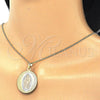 Oro Laminado Pendant Necklace, Gold Filled Style Guadalupe Design, Polished, Tricolor, 04.106.0062.20 (02 MM Thickness, 20 Inches Length)