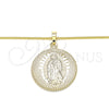 Oro Laminado Pendant Necklace, Gold Filled Style Guadalupe Design, Polished, Golden Finish, 04.106.0062.1.20 (02 MM Thickness, 20 Inches Length)