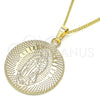 Oro Laminado Pendant Necklace, Gold Filled Style Guadalupe Design, Polished, Golden Finish, 04.106.0062.1.20 (02 MM Thickness, 20 Inches Length)