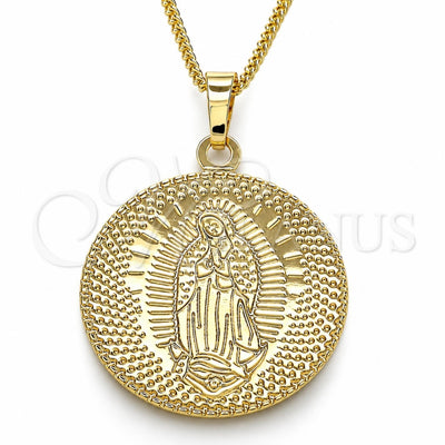 Oro Laminado Pendant Necklace, Gold Filled Style Guadalupe Design, Polished, Golden Finish, 04.106.0062.1.20 (02 MM Thickness, 20 Inches Length)