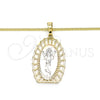 Oro Laminado Pendant Necklace, Gold Filled Style Divino NiÃ±o Design, Polished, Tricolor, 04.106.0044.20 (02 MM Thickness, 20 Inches Length)