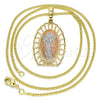 Oro Laminado Pendant Necklace, Gold Filled Style Divino NiÃ±o Design, Polished, Tricolor, 04.106.0044.20 (02 MM Thickness, 20 Inches Length)