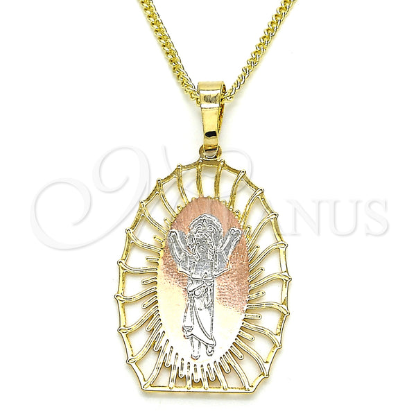 Gold Filled Necklace — Pendant Necklace Divino NiÃ±o Design Polished Tricolor 04. — main product view — SKU 126747 | Oro Laminado collar — Pendant Necklace Divino NiÃ±o diseño pulido Tricolor 04. — SKU 126747