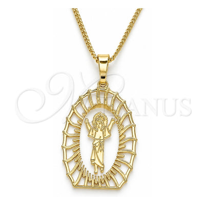 Oro Laminado Pendant Necklace, Gold Filled Style Divino NiÃ±o Design, Polished, Golden Finish, 04.106.0044.1.20 (02 MM Thickness, 20 Inches Length)