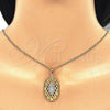 Oro Laminado Pendant Necklace, Gold Filled Style Guadalupe Design, Polished, Tricolor, 04.106.0052.20 (02 MM Thickness, 20 Inches Length)