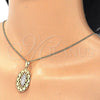 Oro Laminado Pendant Necklace, Gold Filled Style Guadalupe Design, Polished, Tricolor, 04.106.0052.20 (02 MM Thickness, 20 Inches Length)
