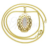 Oro Laminado Pendant Necklace, Gold Filled Style Guadalupe Design, Polished, Tricolor, 04.106.0052.20 (02 MM Thickness, 20 Inches Length)