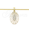Oro Laminado Pendant Necklace, Gold Filled Style Guadalupe Design, Polished, Golden Finish, 04.106.0052.1.20 (02 MM Thickness, 20 Inches Length)