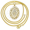 Oro Laminado Pendant Necklace, Gold Filled Style Guadalupe Design, Polished, Golden Finish, 04.106.0052.1.20 (02 MM Thickness, 20 Inches Length)