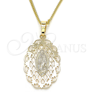 Gold Filled Necklace — Pendant Necklace Guadalupe Design Polished 04. 02 MM — main product view — SKU 126750 | Oro Laminado collar — Pendant Necklace Guadalupe diseño pulido 04. 02 MM — SKU 126750