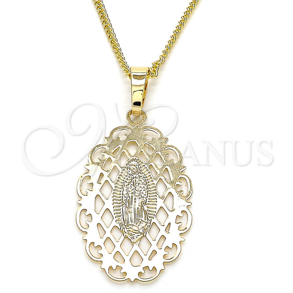 Gold Filled Necklace — Pendant Necklace Guadalupe Design Polished 04. 02 MM — main product view — SKU 126750 | Oro Laminado collar — Pendant Necklace Guadalupe diseño pulido 04. 02 MM — SKU 126750