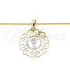 Oro Laminado Pendant Necklace, Gold Filled Style Divino NiÃ±o Design, Polished, Tricolor, 04.106.0061.20 (02 MM Thickness, 20 Inches Length)