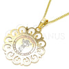 Oro Laminado Pendant Necklace, Gold Filled Style Divino NiÃ±o Design, Polished, Tricolor, 04.106.0061.20 (02 MM Thickness, 20 Inches Length)