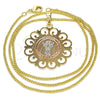 Oro Laminado Pendant Necklace, Gold Filled Style Divino NiÃ±o Design, Polished, Tricolor, 04.106.0061.20 (02 MM Thickness, 20 Inches Length)