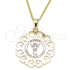 Gold Filled Necklace — Pendant Necklace Divino NiÃ±o Design Polished Tricolor 04. — main product view — SKU 126751 | Oro Laminado collar — Pendant Necklace Divino NiÃ±o diseño pulido Tricolor 04. — SKU 126751