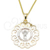 Oro Laminado Pendant Necklace, Gold Filled Style Divino NiÃ±o Design, Polished, Tricolor, 04.106.0061.20 (02 MM Thickness, 20 Inches Length)