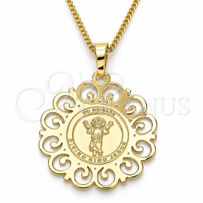 Oro Laminado Pendant Necklace, Gold Filled Style Divino NiÃ±o Design, Polished, Golden Finish, 04.106.0061.1.20 (02 MM Thickness, 20 Inches Length)