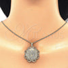 Oro Laminado Pendant Necklace, Gold Filled Style Guadalupe and Flower Design, Polished, Golden Finish, 04.106.0048.1.20 (02 MM Thickness, 20 Inches Length)