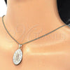 Oro Laminado Pendant Necklace, Gold Filled Style Guadalupe Design, Polished, Tricolor, 04.106.0051.20 (02 MM Thickness, 20 Inches Length)