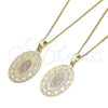 Oro Laminado Pendant Necklace, Gold Filled Style Guadalupe Design, Polished, Tricolor, 04.106.0051.20 (02 MM Thickness, 20 Inches Length)