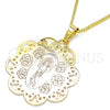 Oro Laminado Pendant Necklace, Gold Filled Style Divino NiÃ±o Design, Polished, Tricolor, 04.106.0049.20 (02 MM Thickness, 20 Inches Length)