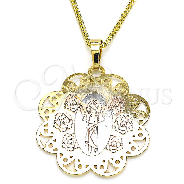 Gold Filled Necklace — Pendant Necklace Divino NiÃ±o Design Polished Tricolor 04. — main product view — SKU 126766 | Oro Laminado collar — Pendant Necklace Divino NiÃ±o diseño pulido Tricolor 04. — SKU 126766