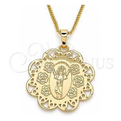 Oro Laminado Pendant Necklace, Gold Filled Style Divino NiÃ±o Design, Polished, Golden Finish, 04.106.0049.1.20 (02 MM Thickness, 20 Inches Length)