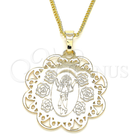 Oro Laminado Pendant Necklace, Gold Filled Style Divino NiÃ±o Design, Polished, Golden Finish, 04.106.0049.1.20 (02 MM Thickness, 20 Inches Length)