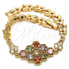 Oro Laminado Fancy Bracelet, Gold Filled Style with Multicolor Cubic Zirconia, Polished, Golden Finish, 03.323.0004.07 (07 MM Thickness, 7 Inches Length)