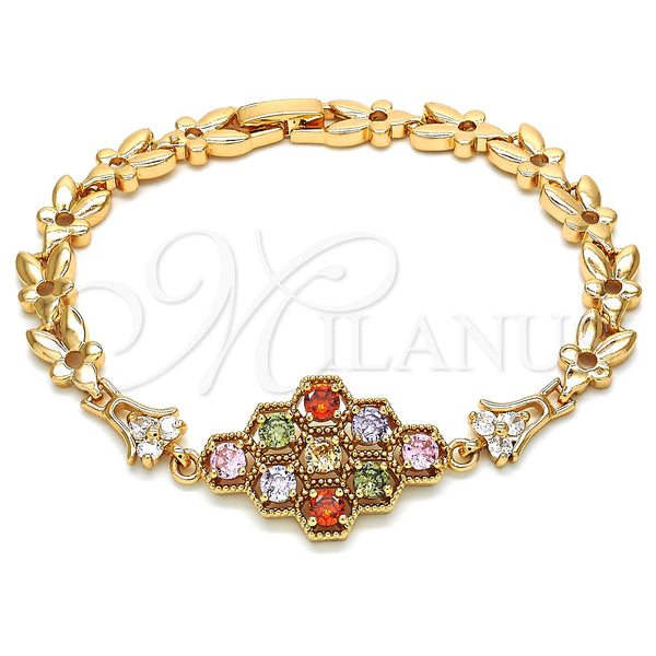 Gold Filled Bracelet — Fancy Bracelet with Multicolor Cubic Zirconia Polished 03. — main product view — SKU 126768 | Oro Laminado brazalete — elegante Bracelet with Multicolor Cubic Zirconia pulido 03. — SKU 126768