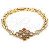 Oro Laminado Fancy Bracelet, Gold Filled Style with Multicolor Cubic Zirconia, Polished, Golden Finish, 03.323.0004.07 (07 MM Thickness, 7 Inches Length)