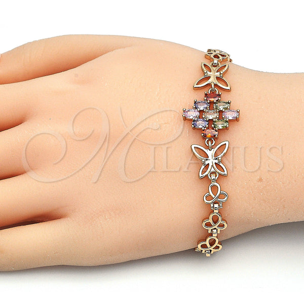Gold Filled Bracelet — Fancy Bracelet Butterfly Design with Multicolor Cubic Zirconia — alternate product view — SKU 126769 | Oro Laminado brazalete — elegante Bracelet Butterfly diseño with Multicolor Cubic Zirconia — SKU 126769