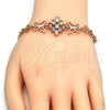 Oro Laminado Fancy Bracelet, Gold Filled Style Butterfly Design, with Multicolor Cubic Zirconia, Polished, Golden Finish, 03.323.0002.07 (08 MM Thickness, 7 Inches Length)