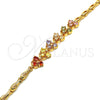 Oro Laminado Fancy Bracelet, Gold Filled Style Fish Design, with Multicolor Cubic Zirconia, Polished, Golden Finish, 03.323.0005.07 (05 MM Thickness, 7 Inches Length)