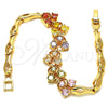 Oro Laminado Fancy Bracelet, Gold Filled Style Fish Design, with Multicolor Cubic Zirconia, Polished, Golden Finish, 03.323.0005.07 (05 MM Thickness, 7 Inches Length)