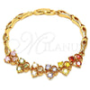 Oro Laminado Fancy Bracelet, Gold Filled Style Fish Design, with Multicolor Cubic Zirconia, Polished, Golden Finish, 03.323.0005.07 (05 MM Thickness, 7 Inches Length)