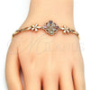 Oro Laminado Fancy Bracelet, Gold Filled Style Flower and Fish Design, with Multicolor Cubic Zirconia, Polished, Golden Finish, 03.323.0008.08 (05 MM Thickness, 8 Inches Length)