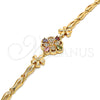 Oro Laminado Fancy Bracelet, Gold Filled Style Flower and Fish Design, with Multicolor Cubic Zirconia, Polished, Golden Finish, 03.323.0008.08 (05 MM Thickness, 8 Inches Length)