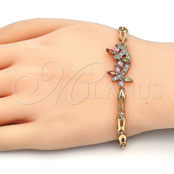 Gold Filled Bracelet — Fancy Bracelet Dragon-Fly and Fish Design with Multicolor — alternate product view — SKU 126776 | Oro Laminado brazalete — elegante Bracelet Dragon-Fly and Fish diseño with Multicolor — SKU 126776