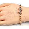Oro Laminado Fancy Bracelet, Gold Filled Style Dragon-Fly and Fish Design, with Multicolor Cubic Zirconia, Polished, Golden Finish, 03.323.0009.07 (05 MM Thickness, 7 Inches Length)