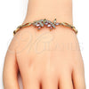 Oro Laminado Fancy Bracelet, Gold Filled Style Dragon-Fly and Fish Design, with Multicolor Cubic Zirconia, Polished, Golden Finish, 03.323.0009.07 (05 MM Thickness, 7 Inches Length)