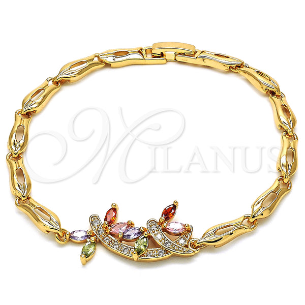 Gold Filled Bracelet — Fancy Bracelet Dragon-Fly and Fish Design with Multicolor — main product view — SKU 126776 | Oro Laminado brazalete — elegante Bracelet Dragon-Fly and Fish diseño with Multicolor — SKU 126776