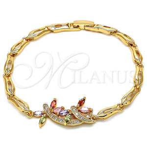 Gold Filled Bracelet — Fancy Bracelet Dragon-Fly and Fish Design with Multicolor — main product view — SKU 126776 | Oro Laminado brazalete — elegante Bracelet Dragon-Fly and Fish diseño with Multicolor — SKU 126776