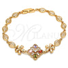 Oro Laminado Fancy Bracelet, Gold Filled Style Flower Design, with Multicolor Cubic Zirconia, Polished, Golden Finish, 03.323.0010.08 (06 MM Thickness, 8 Inches Length)